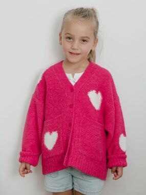 Smash + Tess sz 6-7 KIDS ADORA CARDIGAN IN RASPBERRY/CREAM COMBO